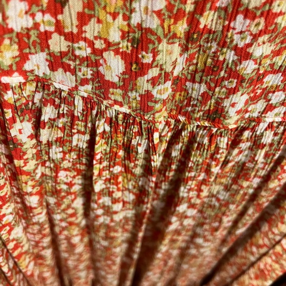 Sonoma Red and White Maxi Sundress with Long Bishop Sleeves and Crew Neck - Picture 3 of 4